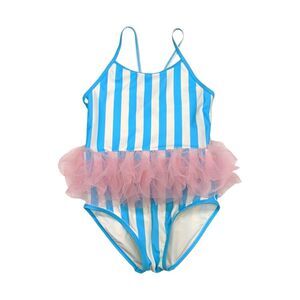 Tucker + Tate Blue Aqua White Pink Tute Swimsuit Swim Beach Summer Girls Size 7